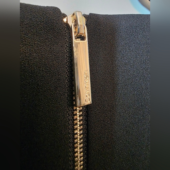 Calvin Klein - Black Asymetrical Midi Dress with Flutter Sleeves - Size 6 - Picture 6 of 6